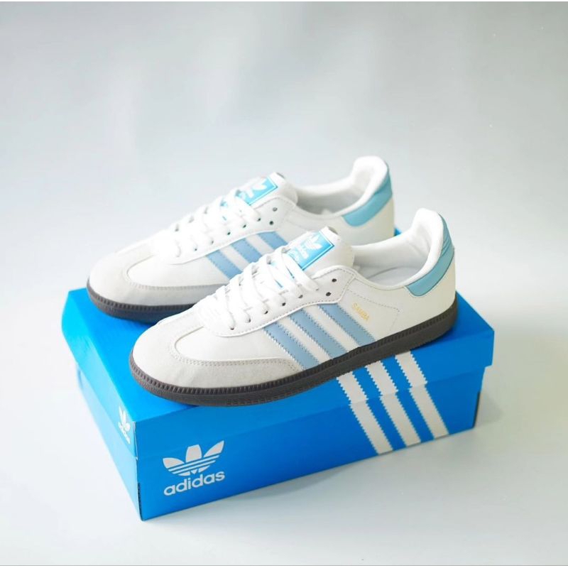 ADIDAS SAMBA OG WHITE - BLUE PREMIUM CASUAL | Sepatu Adidas Casual