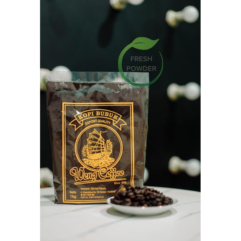 

Bubuk Kopi Weng Coffee Asli kalimantan barat Pontianak 1Kg