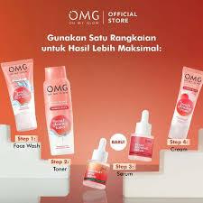 OMG Oh My Glam Peach Glowing Series Face Wash Cream Serum Mugwort Acne Mencerahkan Mencegah Jerawat