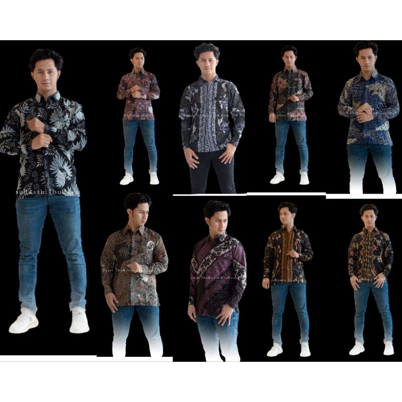 KEMEJA BATIK PRIA LENGAN  PANJANG HEM BATIK PANJANG SEMI SUTRA VIRAL