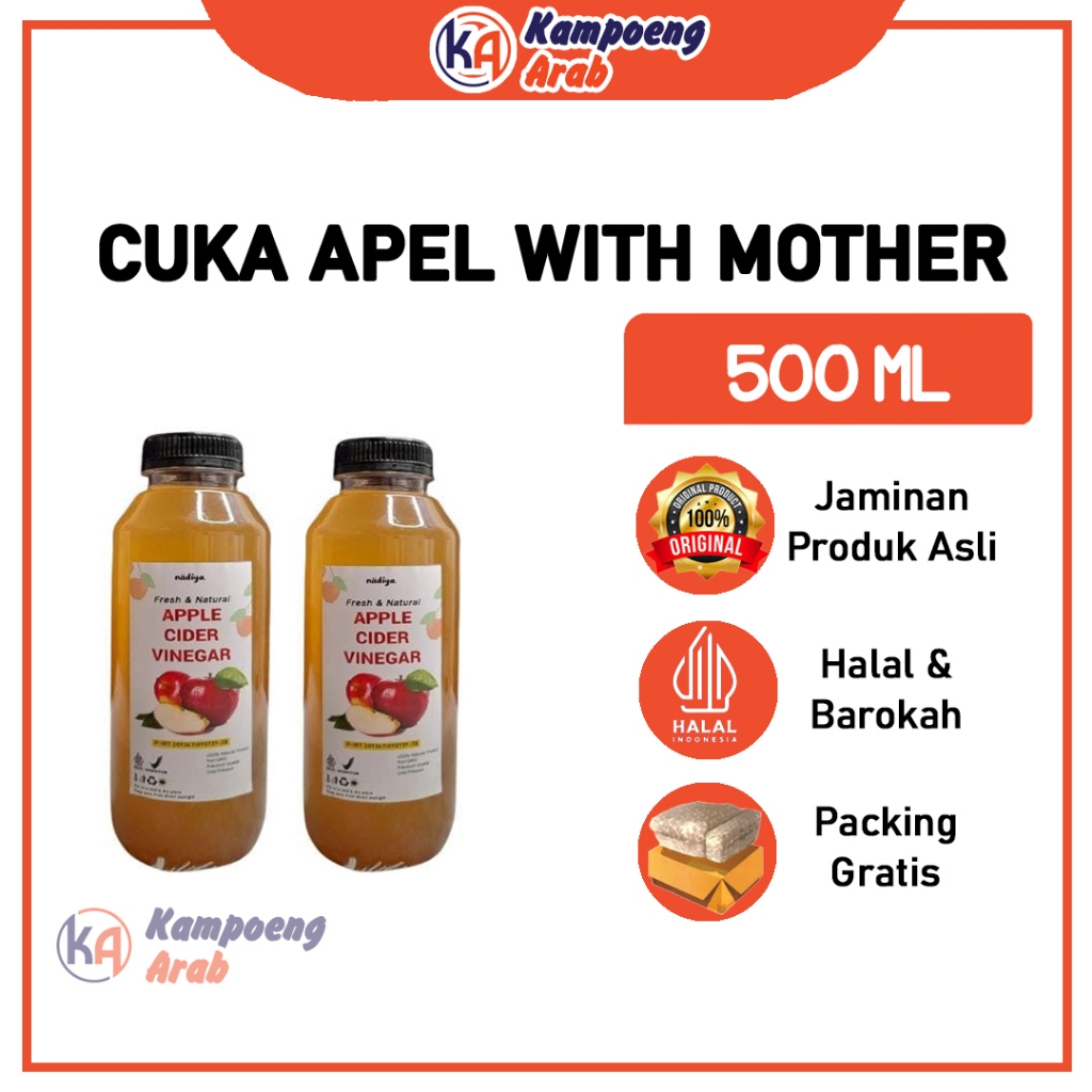 

CUKA APEL ORIGINAL 500ml Apple Cider Vinegar Natural Raw Premium Quality Murni With The Mother Diet