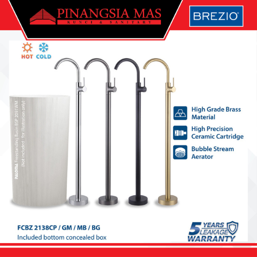 BREZIO Keran Wastafel Freestanding Floor Standing Pedestal Cuci Tangan Kran Air Panas Dingin Berdiri