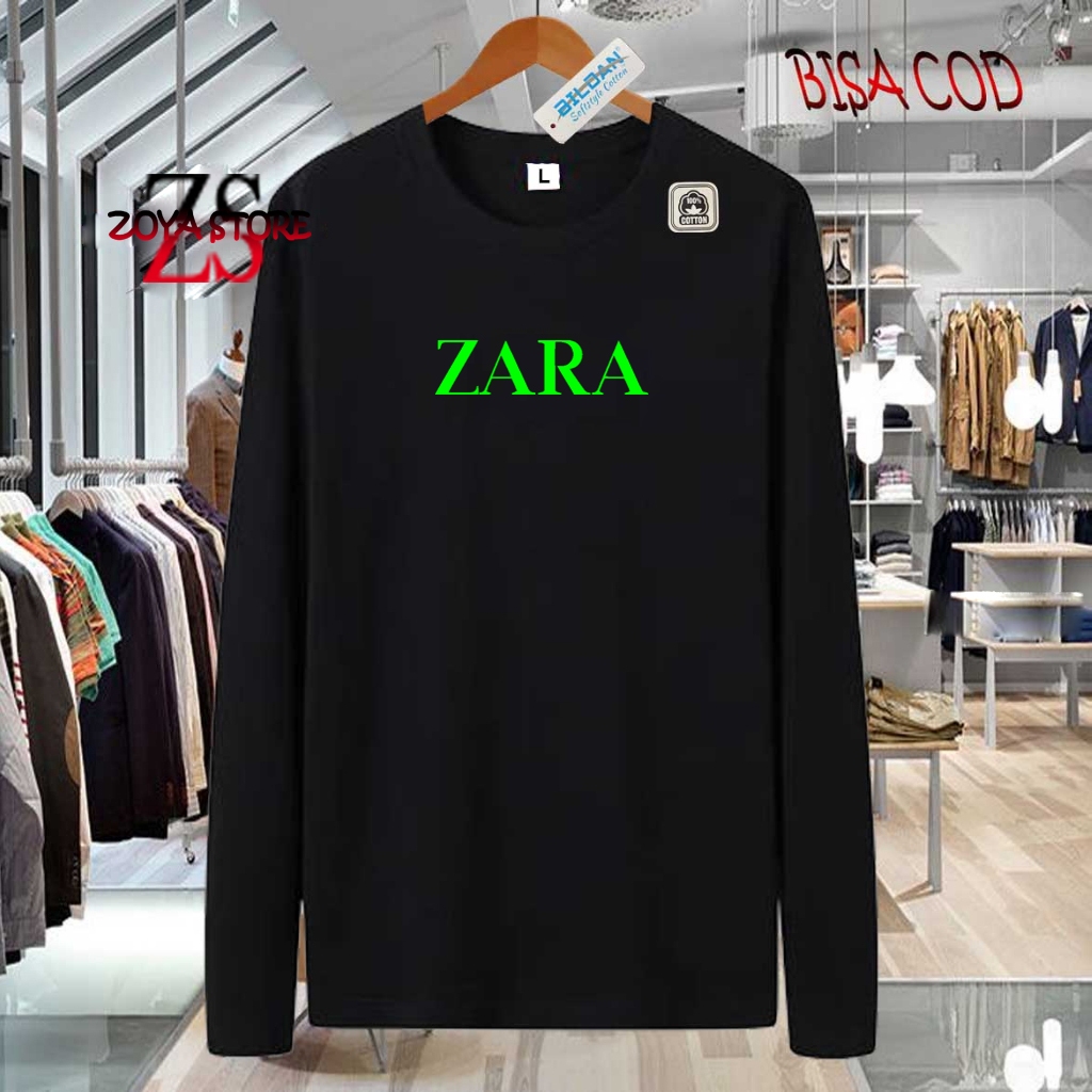 COD  Baju Kaos Distro Zara Text Neon Premium Quality Kaos Cotton Combed 30s Lengan Panjang T-Shrit K