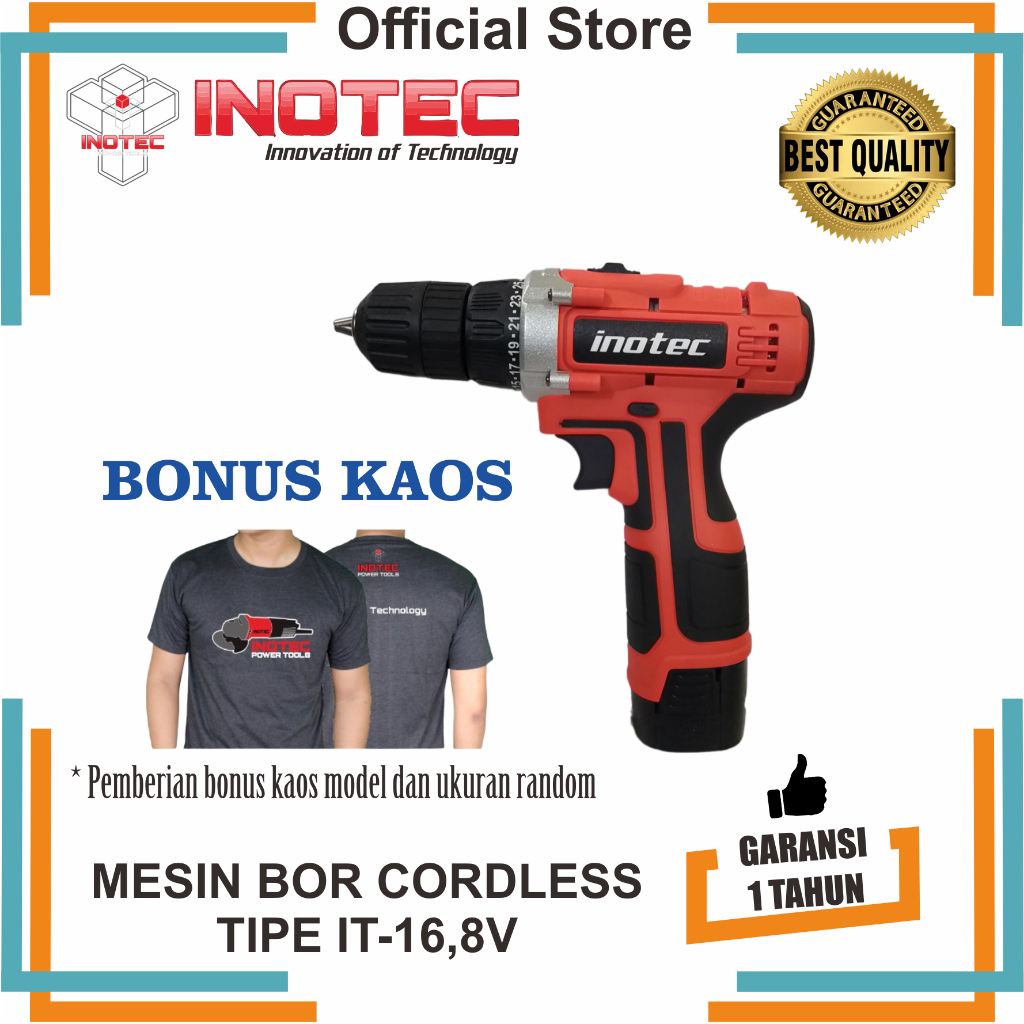 Inotec mesin bor cas cordless 16,8 VOLT