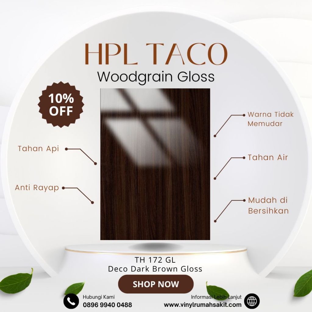 HPL Taco kode TH 172 GL - Deco Dark Brown Gloss [Woodgrain Gloss]
