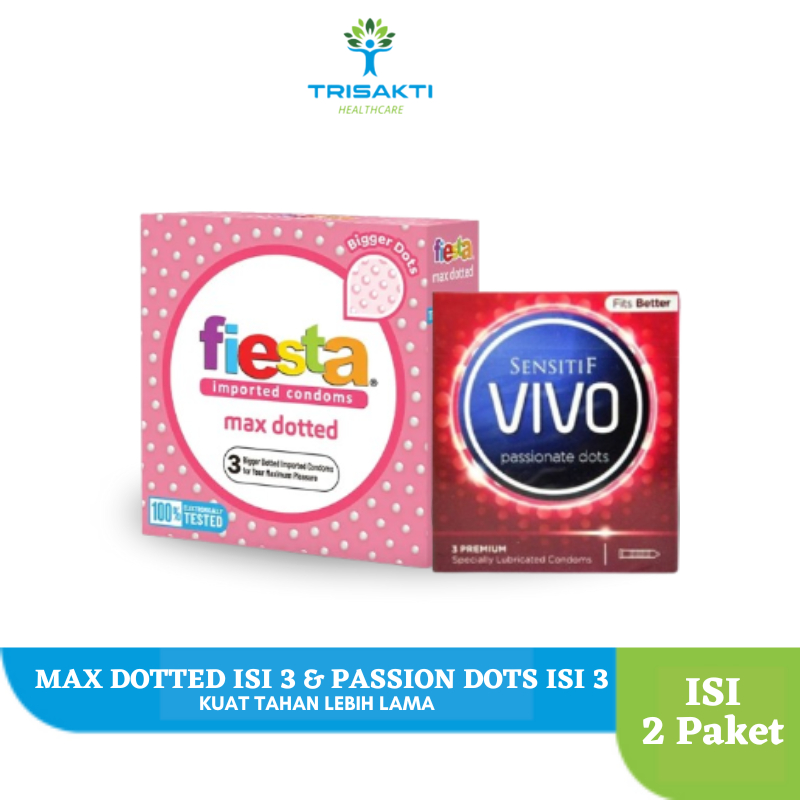Kondom Fiesta Max Dotted Isi 3 & Vivo Passionate Dots isi 3 Pcs - Kondom Bergerigi Terbaik