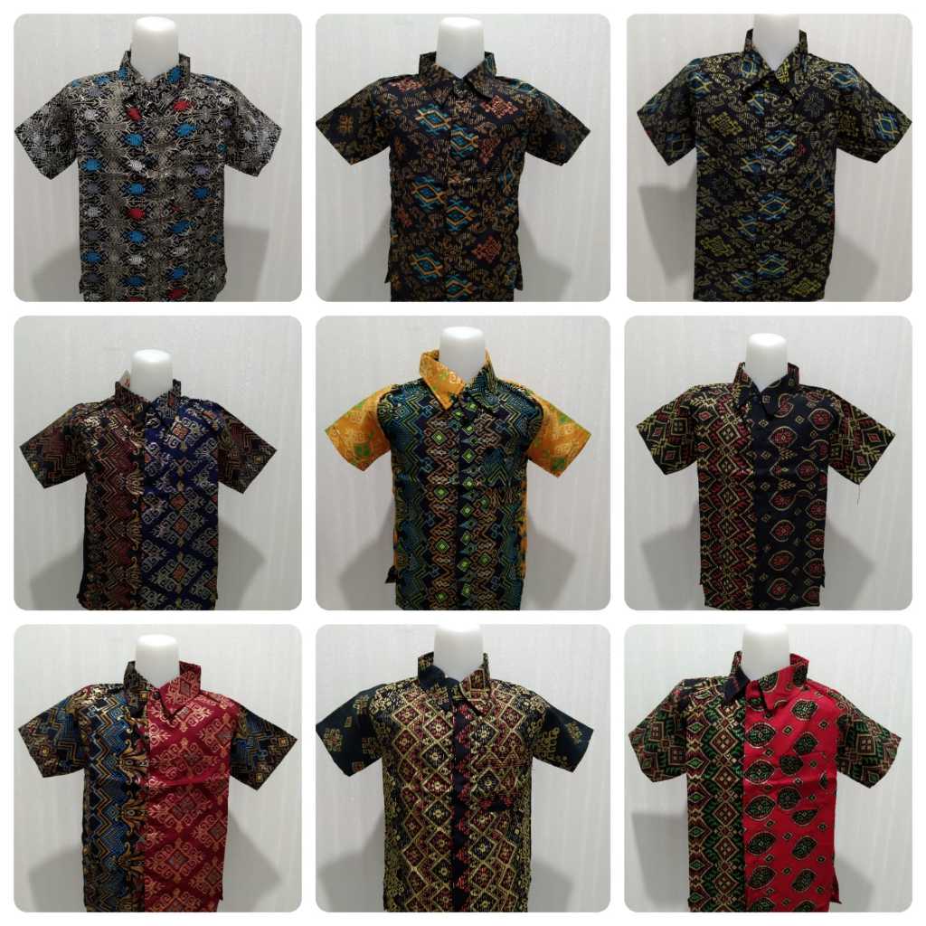 SELLYshop KEMEJA BATIK ANAK SONGKET BAHAN PRADA FOIL PREMIUM ANAK LAKI LAKI