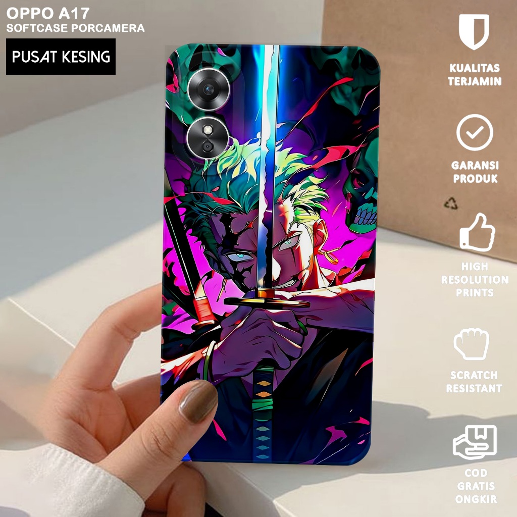 CASE OPPO A17 - Casing Hp Oppo A17 Motif ZORO - Case Hp Oppo A17 - Casing Oppo A17 - Softcase Hp Opp
