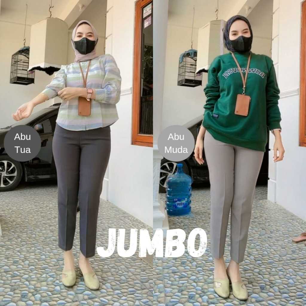 Celana Kantor Formal Wanita Slimfit Jumbo Bahan Dasar Kain Pinggang Resleting