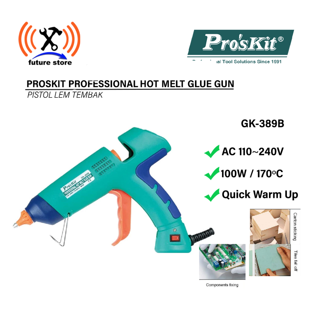

PROSKIT GK-389B PROFESSIONAL HOT MELT GLUE GUN - PISTOL LEM TEMBAK - LEM TEMBAK PISTOL PROSKIT GK-389B ORIGINAL