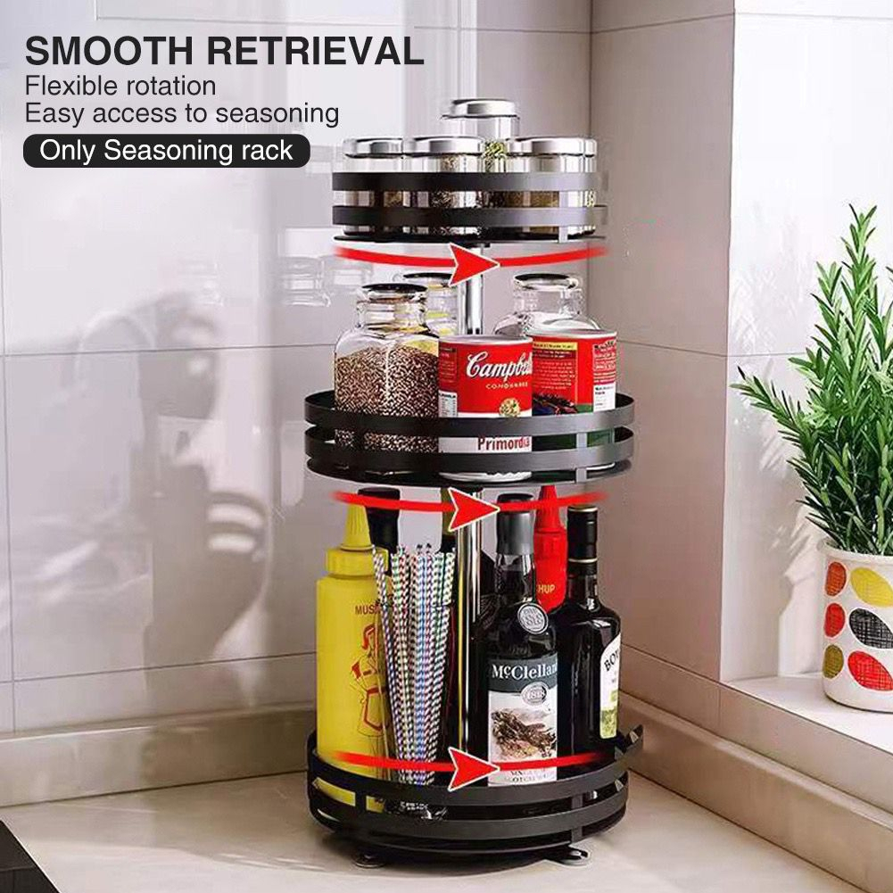 Kitchen Set rak Bumbu Berputar 360 Derajat Rak Bumbu Dapur Rak Dapur Serbaguna Rotate