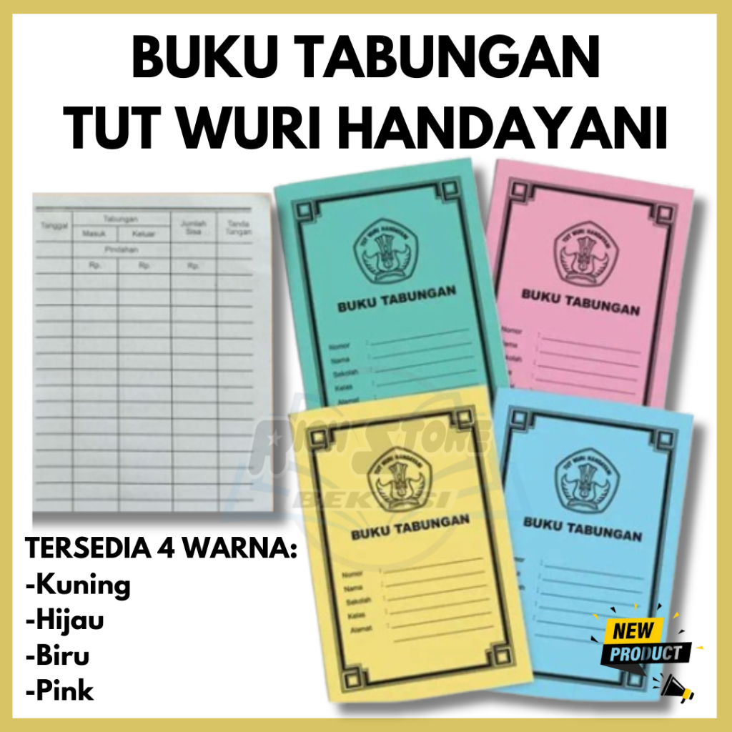 

BUKU TABUNGAN TUT WURI HANDAYANI (50 PCS / PACK) DIKIRIM WARNA RANDOM