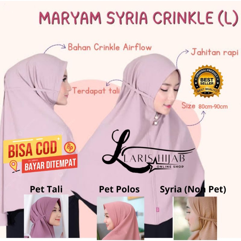 Kerudung Bergo Maryam L  /Kerudung Bergo Maryam Crinkle Airflow