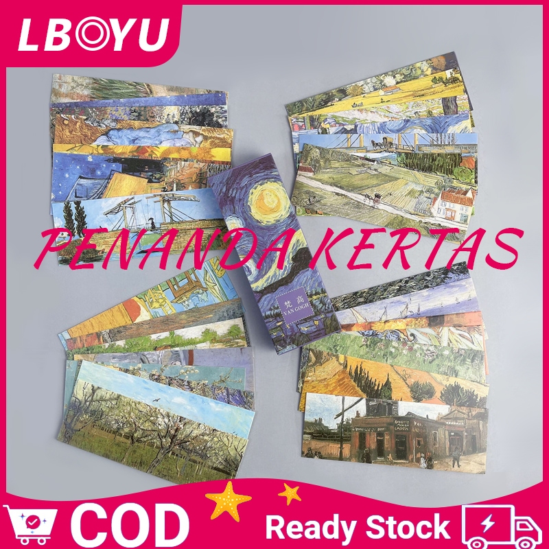

30Pcs/Set Pembatas Buku van gogh Desain Miyazaki Hayao / Van Gogh Bookmark
