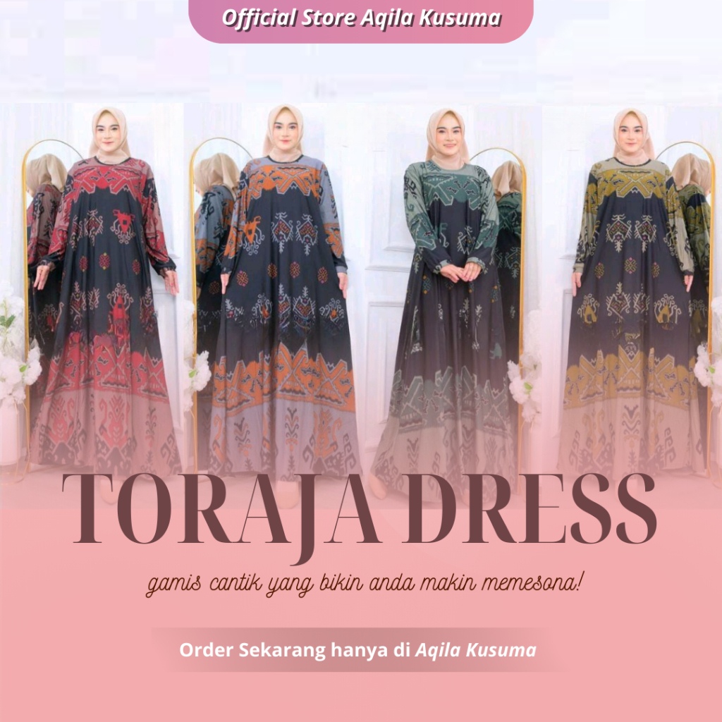 AQILA - TORAJA DRESS - GAMIS DRESS WANITA DEWASA JUMBO CALVIN JEANS PREMIUM NEW