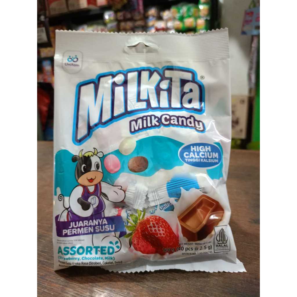 

Milkita Assorted Milk Candy (1 Bag Isi 40pcs) - Permen Susu Rasa Cokelat, Susu, Stroberi & Melon