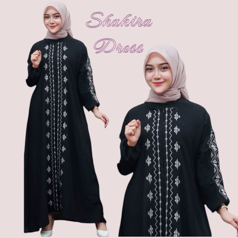 SHAKIRA DRESS CRINGKEL AIRFLOW MIX BORDIR/GAMIS MUSLIMAH/GAMIS WANITA JUMBO/GAMIS KEKINIAN/GAMIS LEB