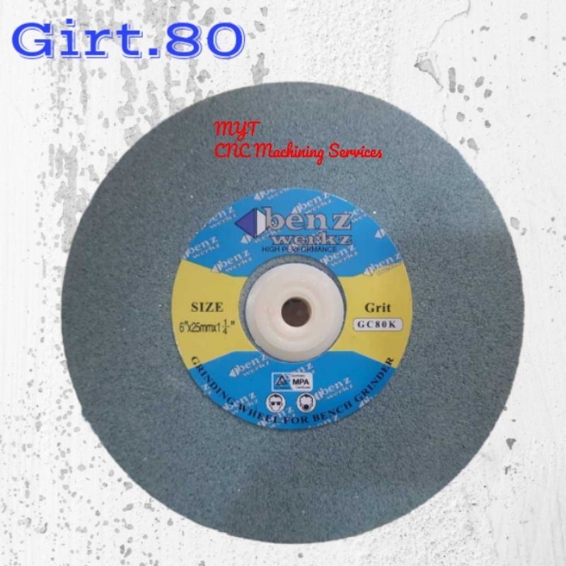Batu gerinda asah poles 6 inch batu gerinda duduk 6" × 25mm × 1.1/4 inch grit 80 batu gerinda asah p