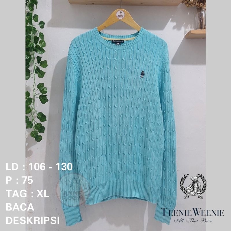 TEENIE WEENIE SWEATER CABLE KNIT BABY BLUE THRIFT