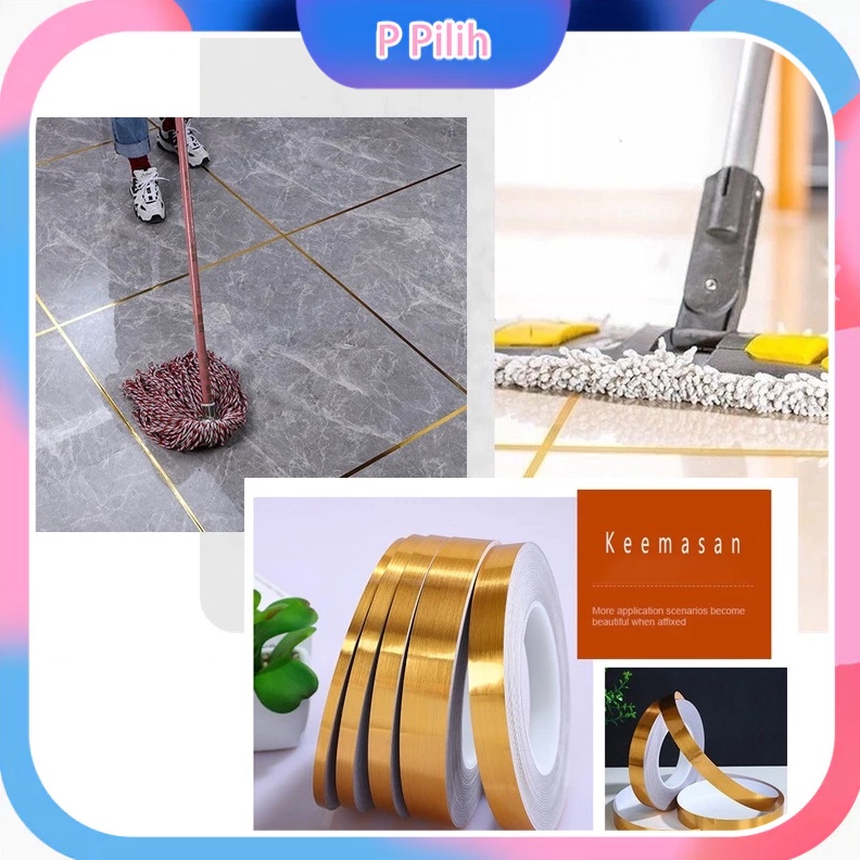 grosirGulungan Stiker Pembatas Celah Keramik Nat Lantai Sticker 5 Meter 5m rah