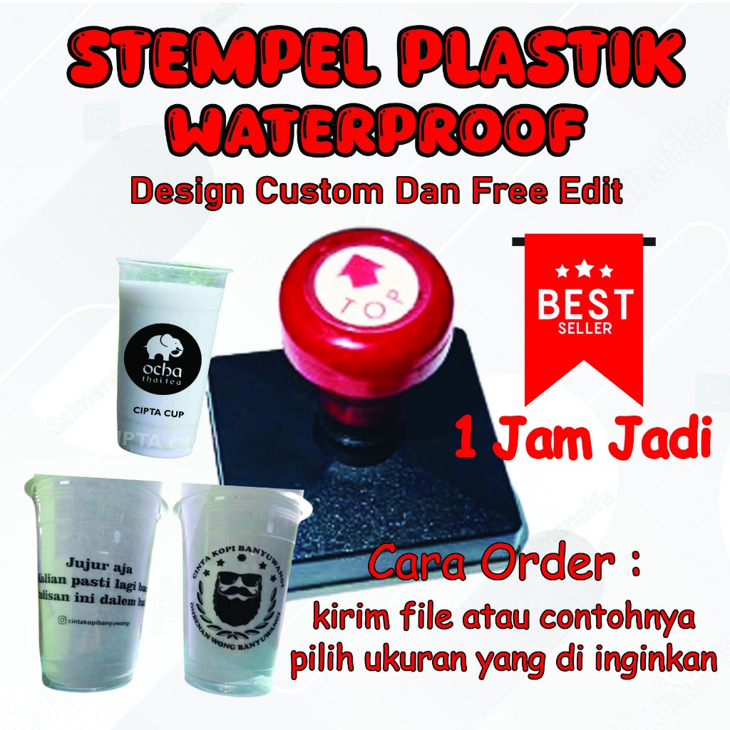 

stempel Gelas Cup / Plastik / MIka /Sterofoam /Custom-Free Tinta 5 ML