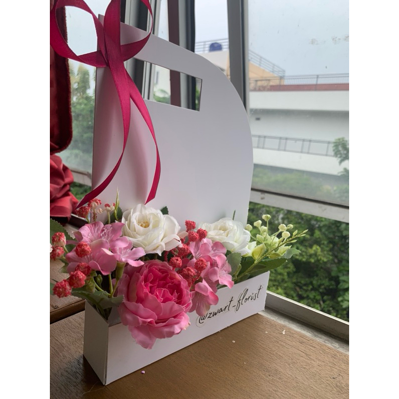 

Mini flowers box murah wisuda/sempro/wedding | Pink | request ucapan