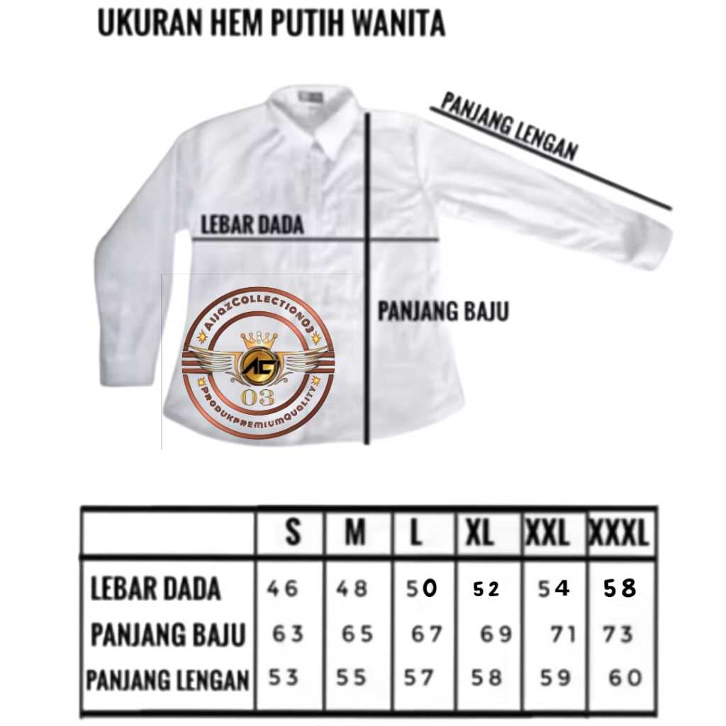 BIG SALE KEMEJA OSPEK PUTIH WANITA LENGAN PANJANG - BLOUSE PUTIH POLOS WANITA KERJA KANTOR