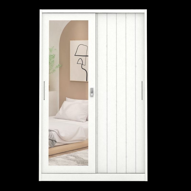 Lemari Pakaian Besi Sliding Pira Saxon Mwdsl 120A N Promo Murah Minimalis Modern