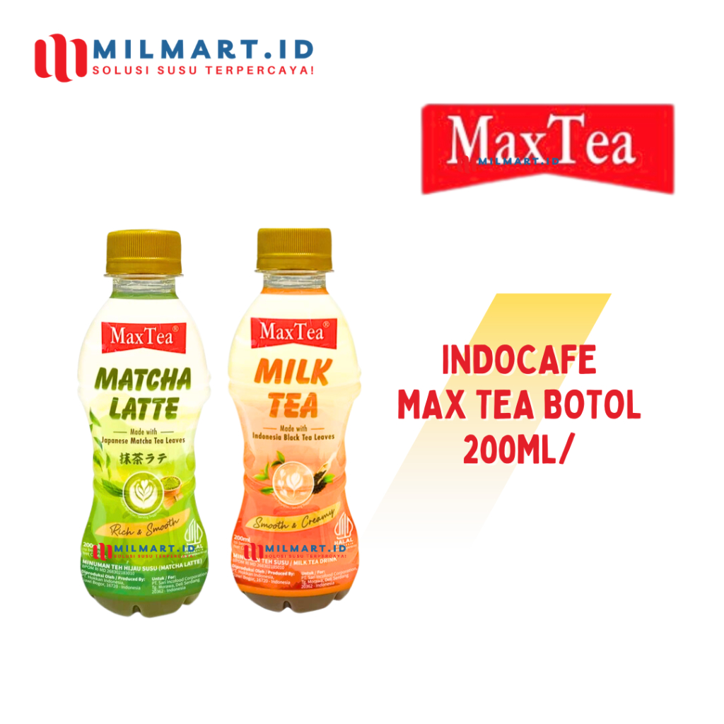 

INDOCAFE MAXTEA MILK TEA 200ML BOTOL MAX TEA MATCHA LATTE MINUMAN SUSU