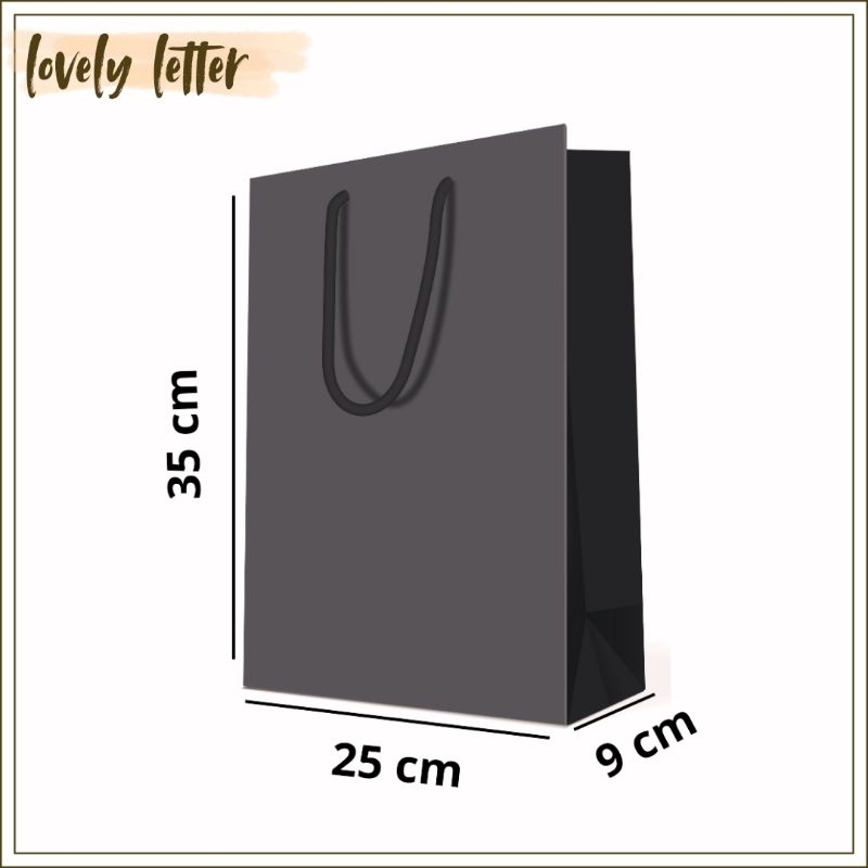 

Paperbag Hitam Polos uk 25x35x9 cm