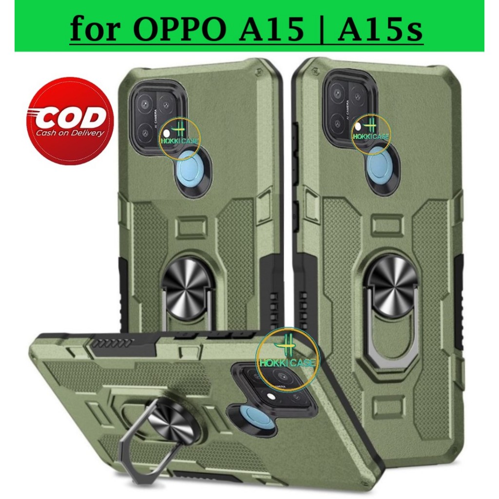 Casing Untuk Oppo A15 | Oppo A15s Hard Case Ring Armor Robot Case Kickstand Hybrid/Ring Holder