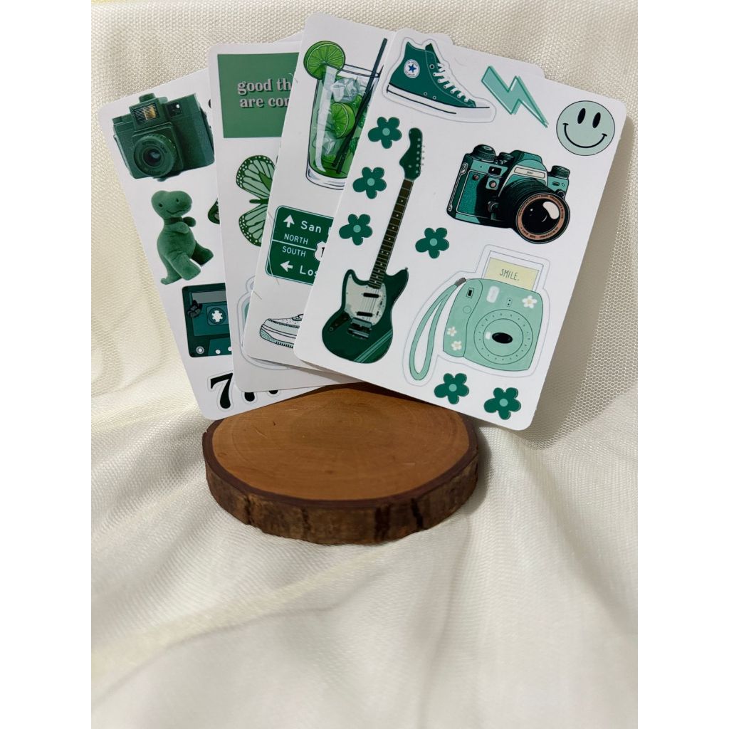 

READYSTOK Sticker vynil sheet tema hijau Aesthetic / Sticker hiasan Dekorasi Scrapbook Journal/laptop/dinding/tumblr/buku murah/hadiah/buku journal