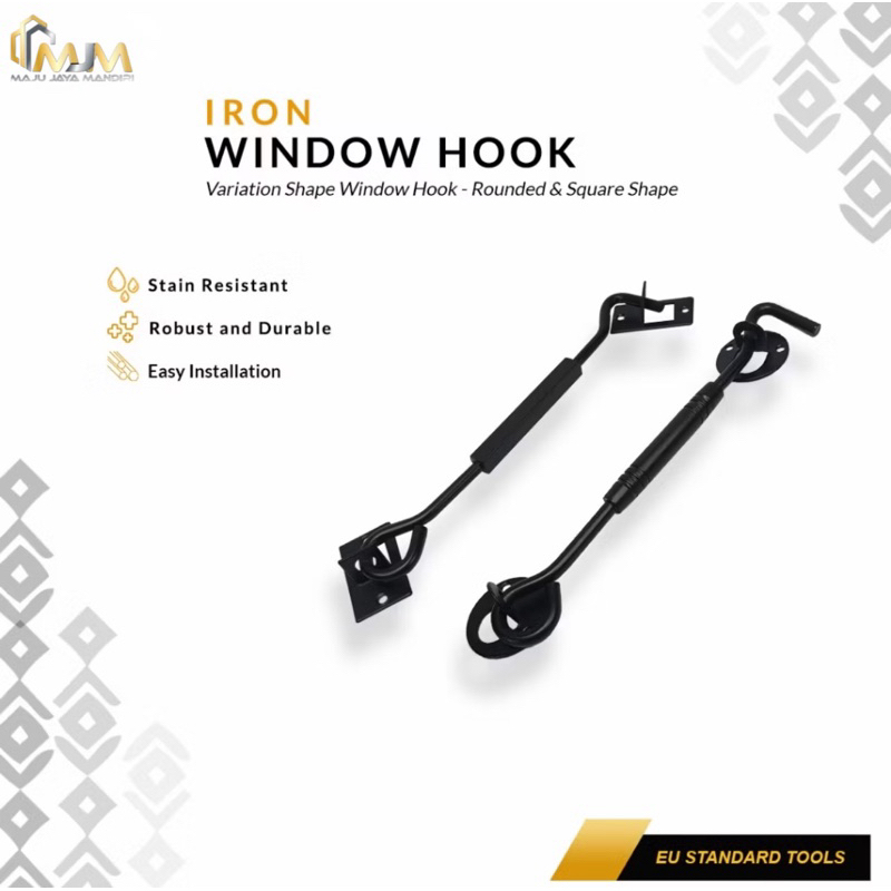 Hak Angin Jendela Window Hook Stainless 8 Inch Hitam