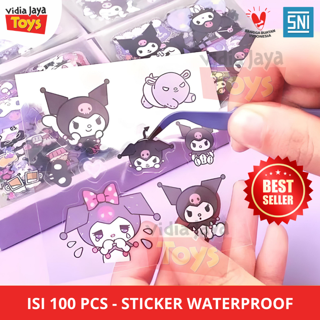 

Vidia Jaya Toys Sticker Lucu 2D Sanrio Karakter Kuromi Isi 100 Lembar Per Box Sticker Lucu