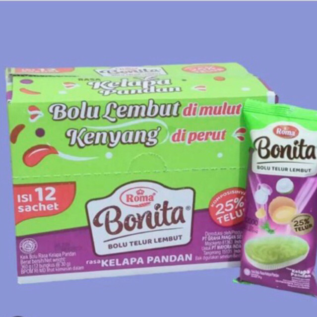 

Bolu Bonita rasa Kelapa pandan 1 box