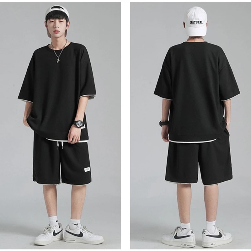 EY Baju setelan pria Baju olahraga Baju setelan pria korea Outfit pria keren 1 set Baju lari pria Ba