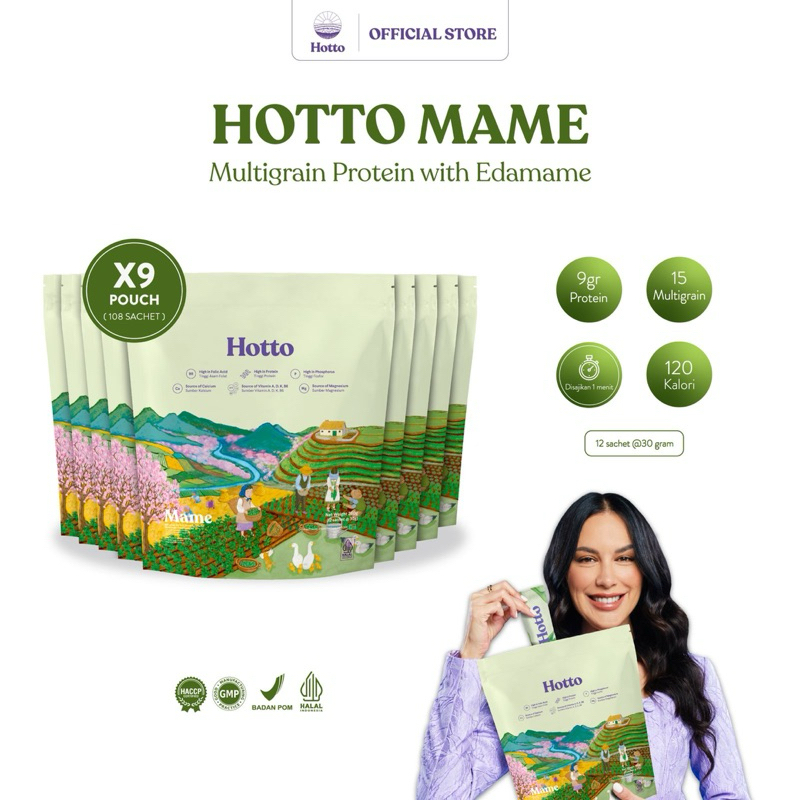 

Hotto Mame Edamame 9 Pouch isi 108 Sachets Superfood Multigrain Protein Official Bali Distributor