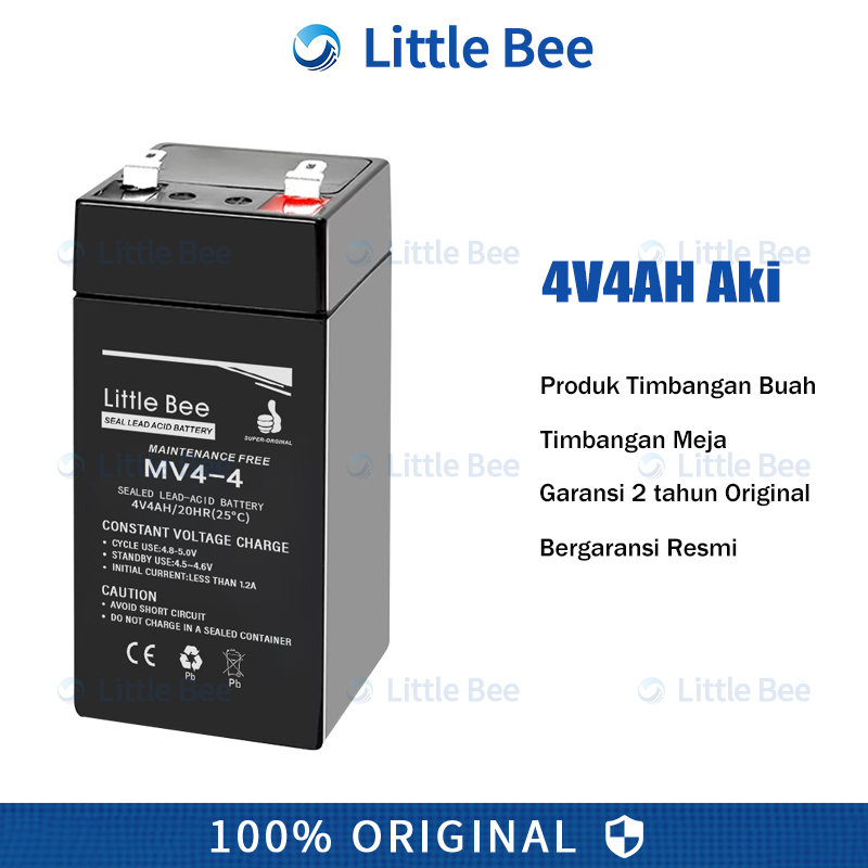 Little Bee ASLI Aki 4V 4AH untuk Aki Kecil Untuk LampuAki Kering 4Volt 4AH Garansi 2 tahun Original 