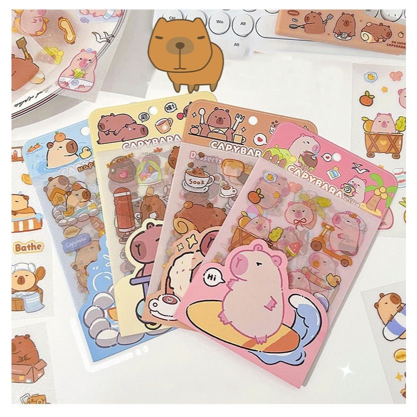 

STICKER CAPYBARA GLITTER BLING BLING AESTHETIC ANTI AIR 4 IN 1 #ST109 STICKER LUCU WATERPROOF KARAKTER 4 LEMBAR PER PACK STICKER DIY JURNAL ANAK