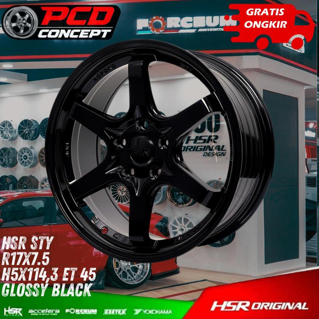 Velg Mobil Ring 17 HSR STY  R17 LEBAR 8 LUBANG 5 ET45 GLOSSY BLACK | PELEK MOBIL XPANDER BRV HRV TER