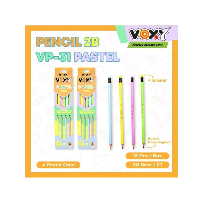 

Pensil 2B VOXY Pastel PV-31 Warna Warni Harga 1 Lusin