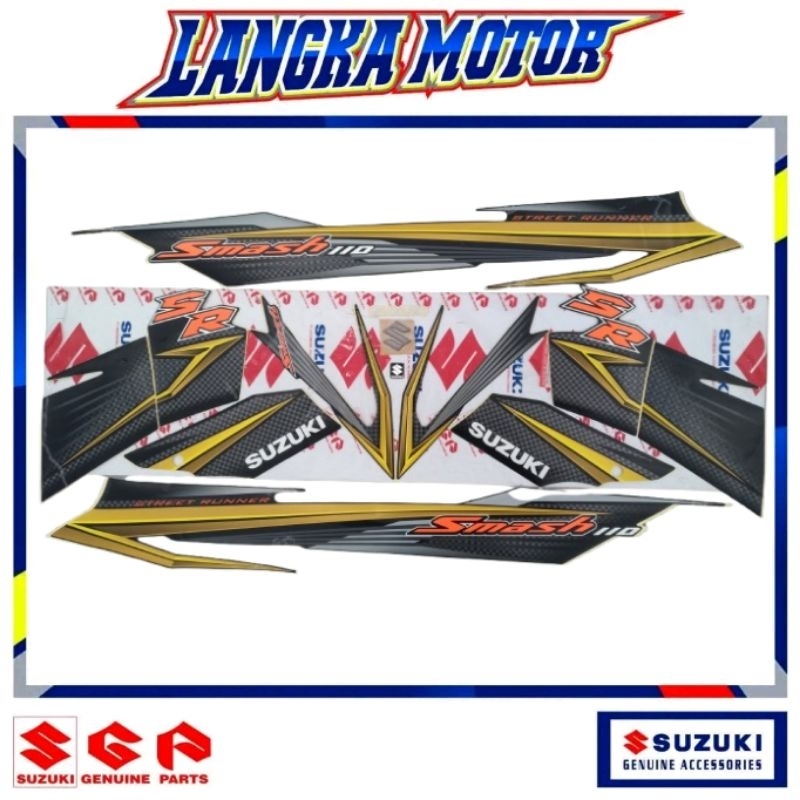 Smash ORI SGP Emblem Logo Striping Stiker bodi Suzuki NEW SMASH revo 110 SR 2007-2008 hitam