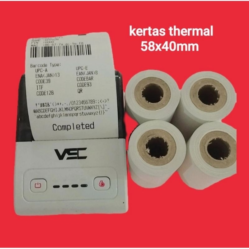 

paket 10 rol kertas kasir thermal murah 58x40mm struk kasir printer mini bluetooth 58mm