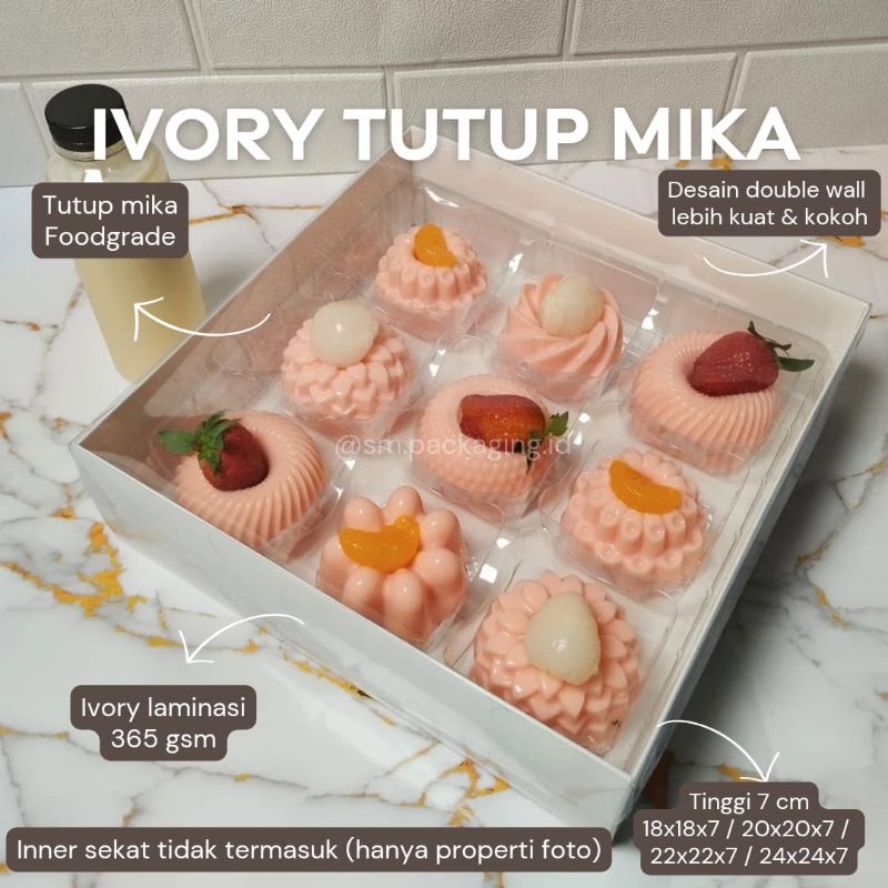 

BOX DUS IVORY PUTIH HAMPERS MIKA CAKE KUE PUDING 24X24X7 cm