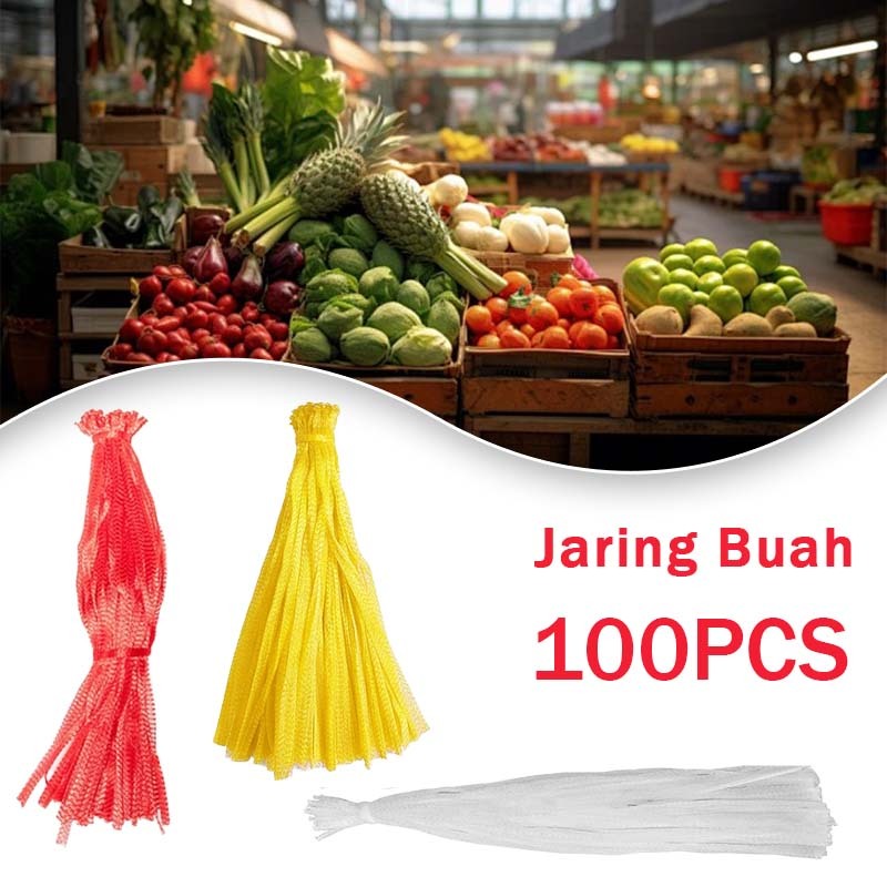 100pcs Jaring Untuk Buah Jaring Buah Buahan Kantong Buah Jaring Polinet Jaring Buah Bungkus Buah Jar