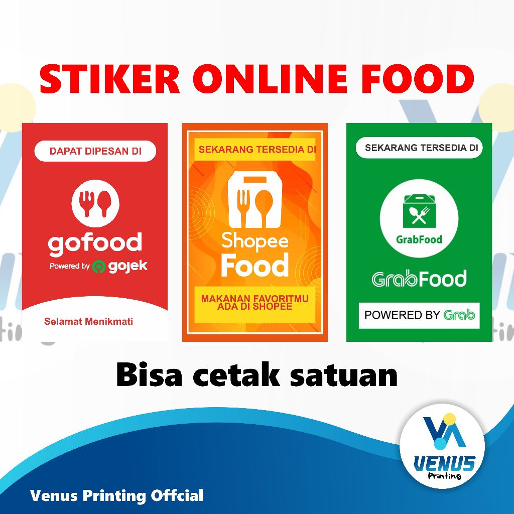 

Stiker Shopee Food - Grab Food - Go Food Ukuran 15x10 cm Anti Air Bisa Cetak Satuan