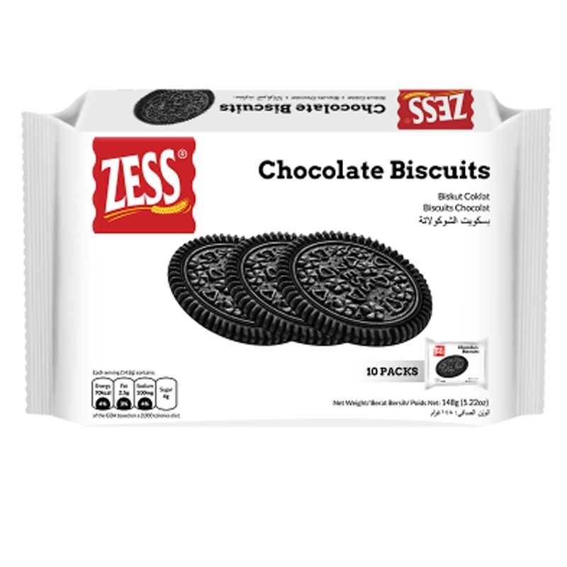 

Zess Chocolate Biscuit Biskuit Coklat Produk Malaysia 148g (ISI 10 PACK @ 14.8G)