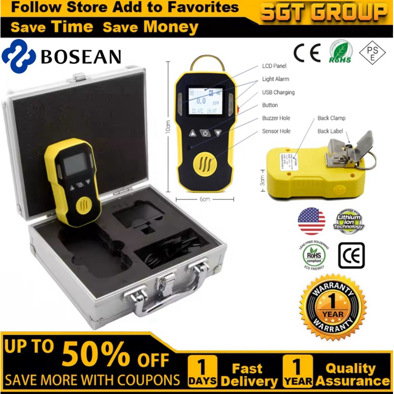 Hydrogen Fluoride HF Gas Detector Hidrogen Florida Bosean BH90A Asam Fluorine BH-90A Fluor Detektor 