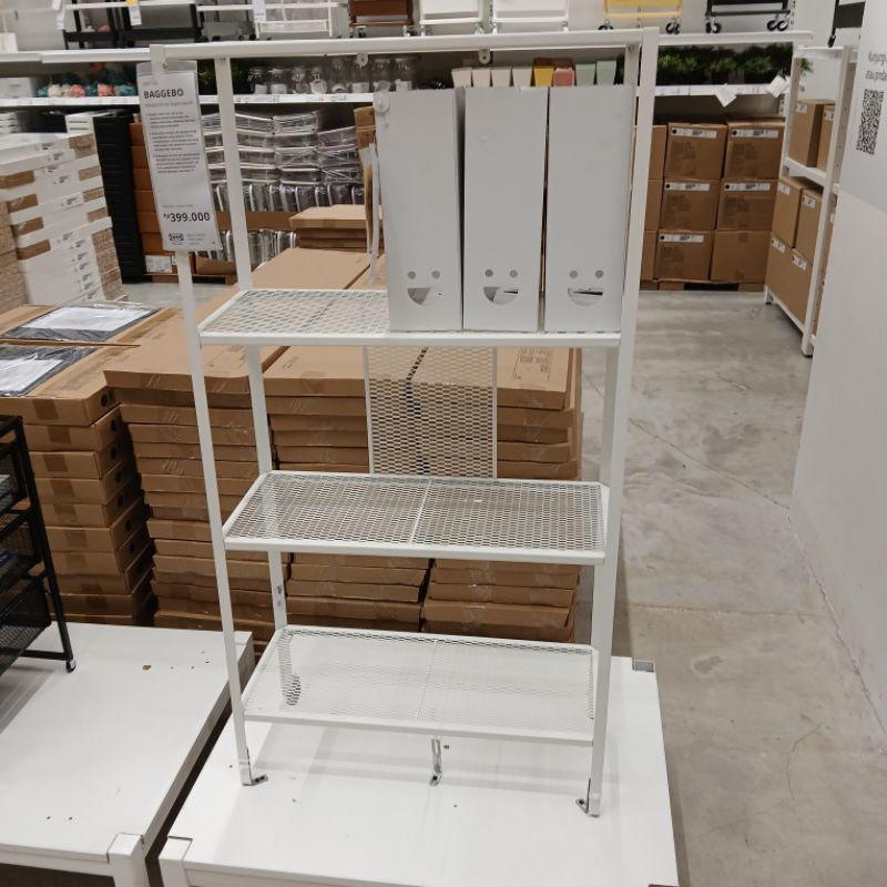 IKEA BAGGEBO rak barang  4 susun bahan baja motif jaring jaring