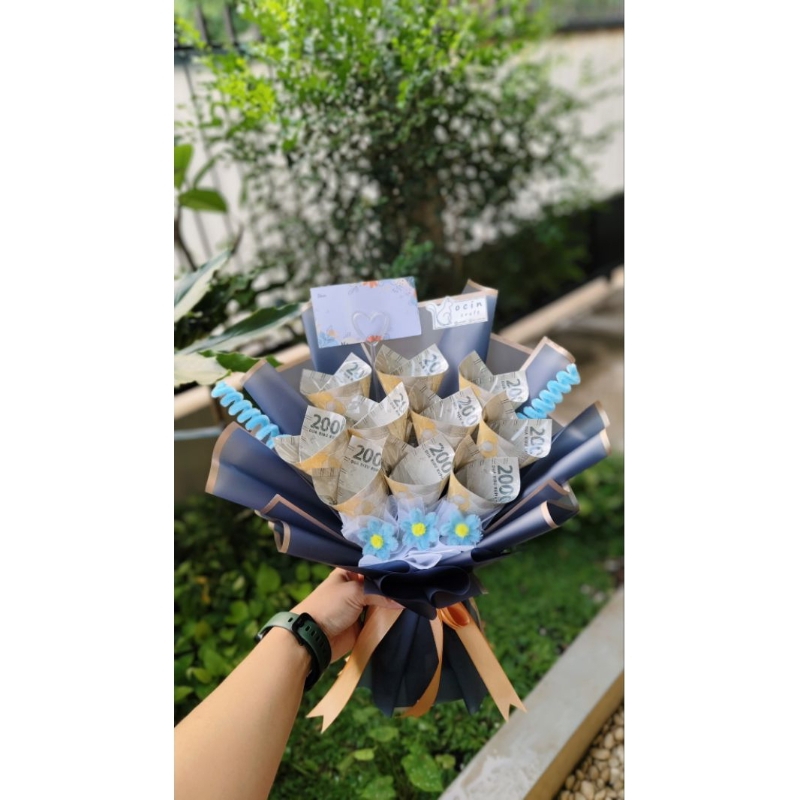 (Ready Stock) buket 10lembar cone HANYA 60.000 / FREE PACKING / buket uang 2000 rupiah - 10 lembar